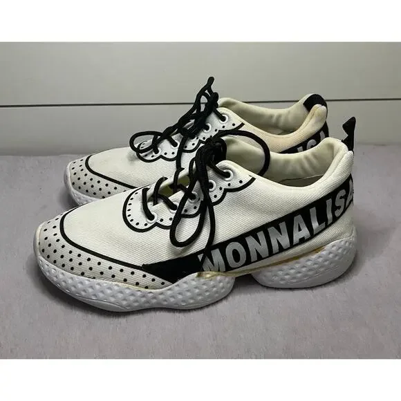 MonnaLisa Trainers Designer Shoe White w/ Black (Great Condition) Women's US 7.5 - Picture 4 of 7
